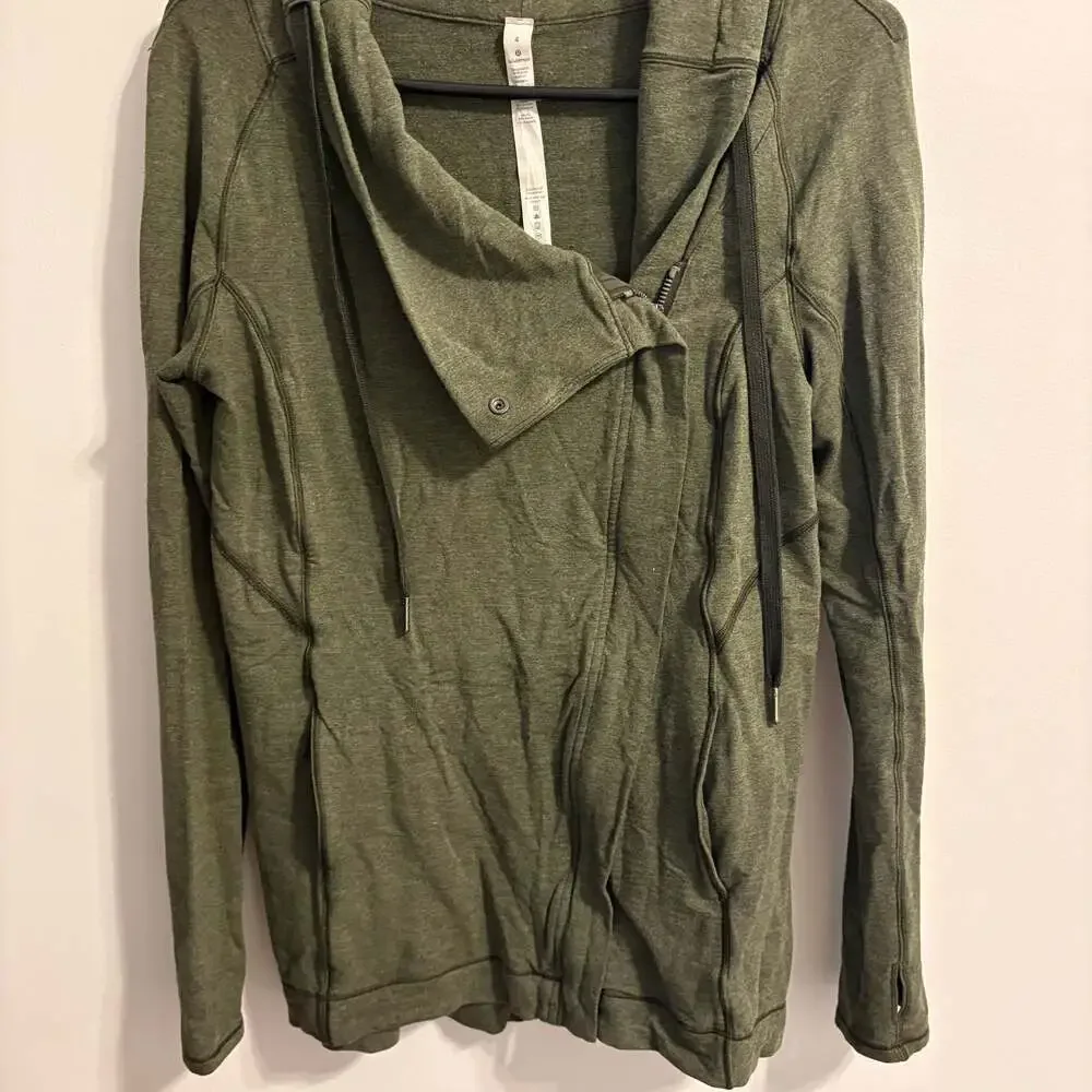 Lululemon Coast Easy Wrap Jacket Heathered Dark Olive Green Size 4 - Picture 1 of 4
